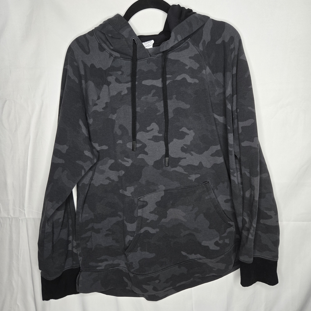 XXL 2X Womens Athletic Works Charcoal Camo Hoodie Sweatshirt W Drawstring